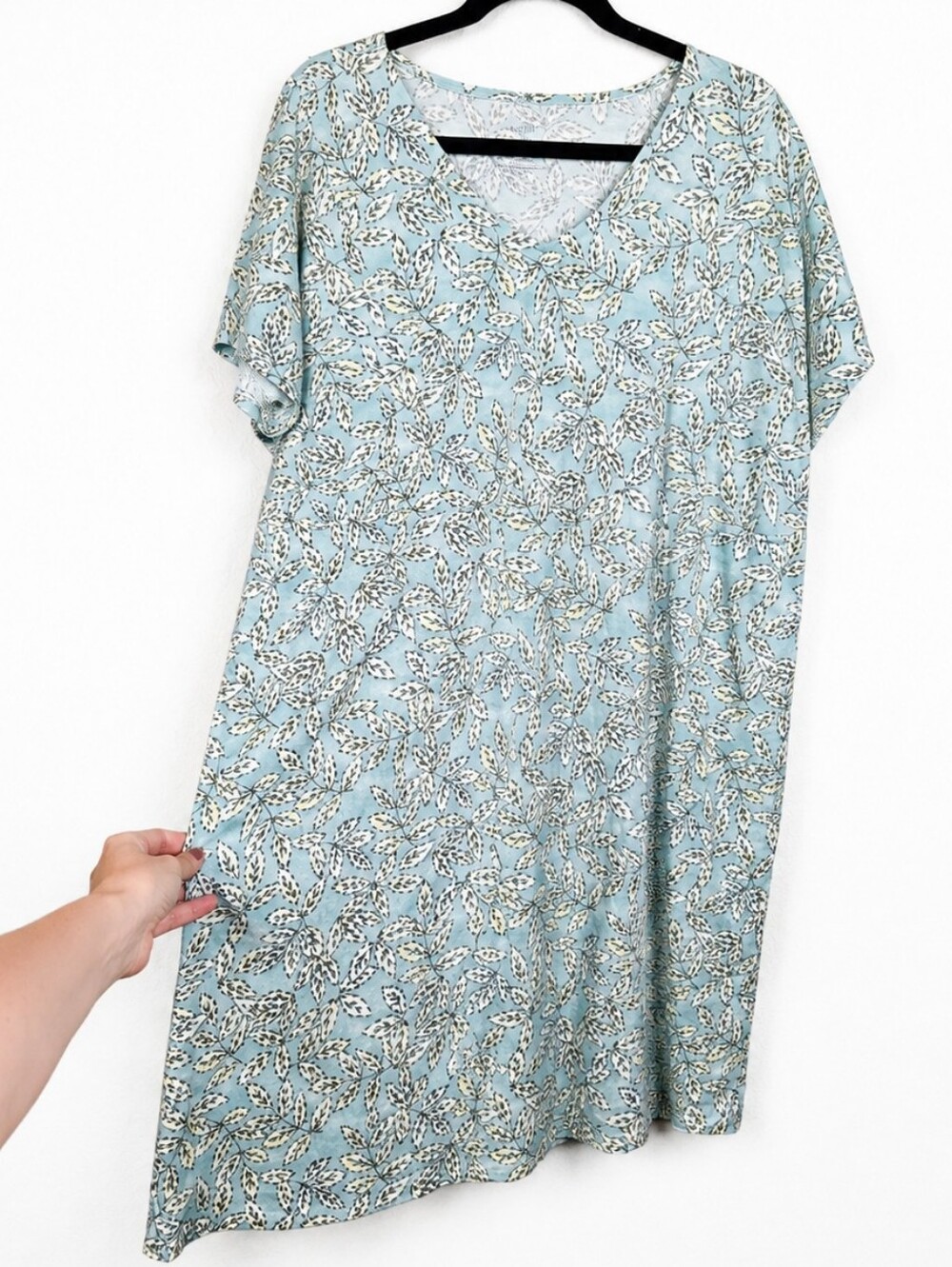 J. Jill Pure Jill XL Organic Cotton Botanical T-Shirt Dress Coastal Pockets Easy